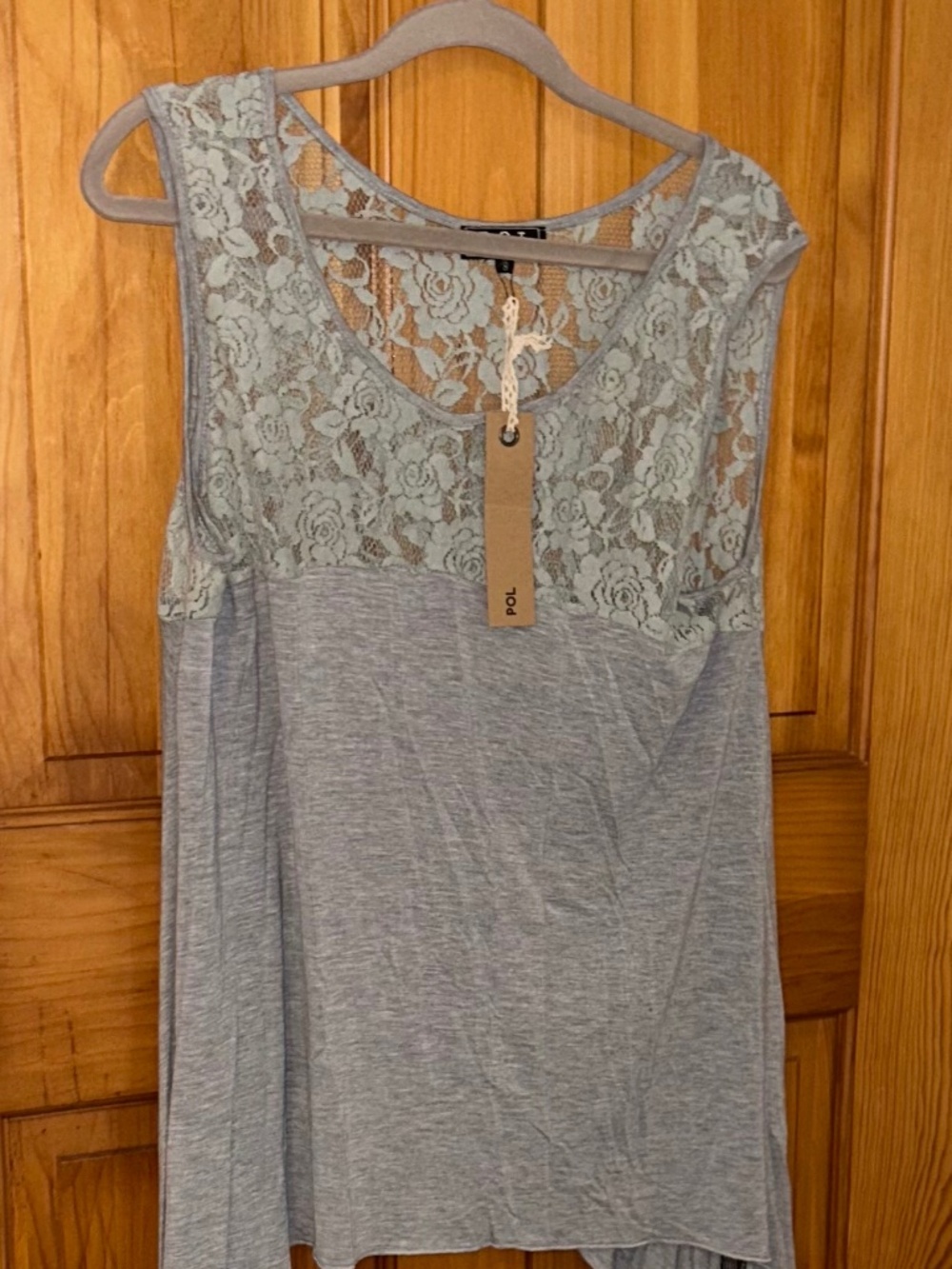 NWT POL Small Asymmetrical Lace Bodice Tank Tunic Top